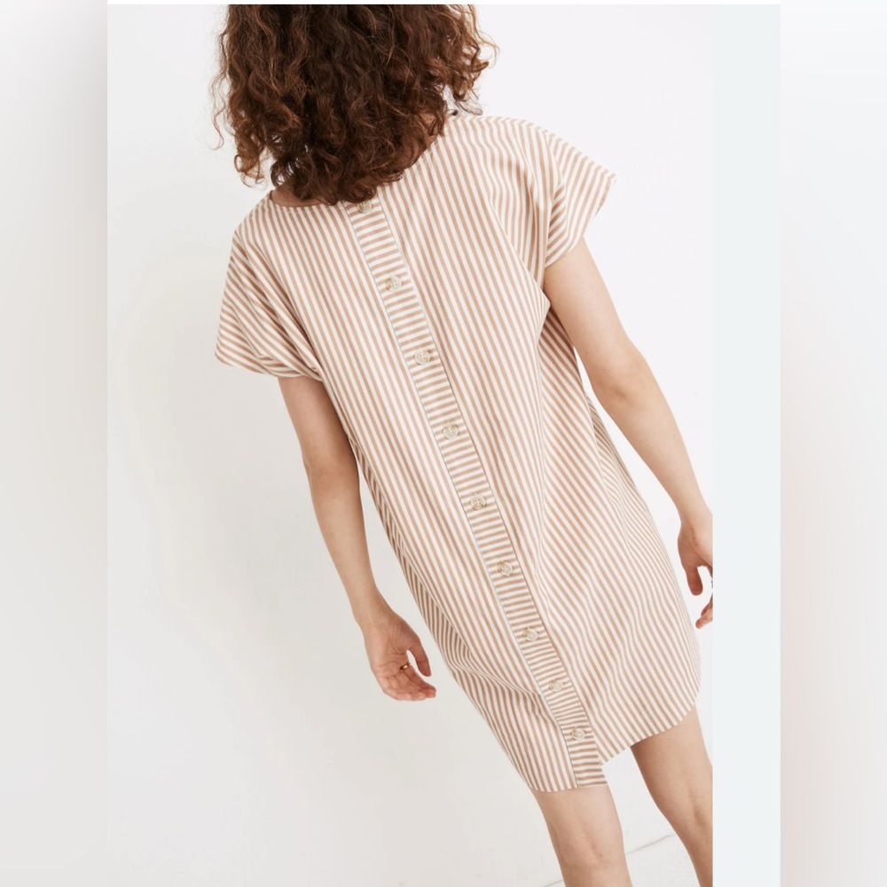 Madewell Tan and White Striped Dress